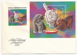 MADAGASCAR - 6 Enveloppes FDC - 6 Valeurs (dont BF) Chiens Et Chats - 1985 - Madagaskar (1960-...)