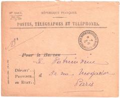 AULNAY SAINTONGE Charente Inf Enveloppe Postes Télégraphes Téléphones 1417 Utilisé Pour Le Recouvrement Ob 1931 Type 04 - Handstempel