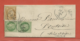 FRANCE LETTRE DE 1876 DE GONESSE POUR PONTOISE - 1871-1875 Cérès