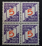 LIECHTENSTEIN  1928, Nach Porto / Taxe / Postage Due, BLOC De 4 , 5 R , Yvert N° 13, Neuf ** / MNH,TTB - Portomarken