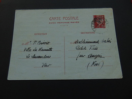 Carte Postale Avec Réponse Payée Au Type Pétain à 1,20 Francs N°. D8 (Storch) Oblitérée - Standaardpostkaarten En TSC (Voor 1995)