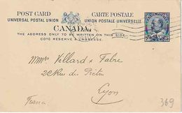 CANADA  ENTIER H&G  25 "MONTREAL APR 25 / 1910" Naar LYON (Fr) - 1903-1954 Kings