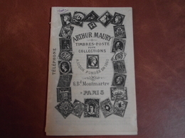 Catalogue,de Vente De Timbres, ARTHUR MAURY, 1895 ? Petit Fascicule, Paris - Catalogues For Auction Houses