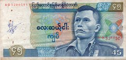 MYANMAR-BURMA 45 KYATS 1987 P-64  CIRC - Myanmar