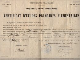 VP17.001 - CHALONS SUR MARNE 1916 - Certificat D'Etudes Primaires Elémentaires Mr Henri BRIZARD Né à BAZANCOURT - Diplomi E Pagelle