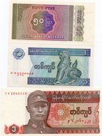 MYANMAR-0,50,1 KYAT 1994 P-67,68,69 UNC - Myanmar