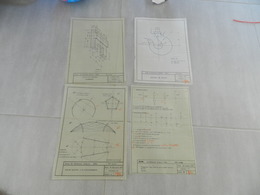 Lot  De 4 Plans  De Cours  ( Tete Tournante  )   Ecole  40 Boulevard   Diderot  Paris Année    1959  - 1958 - Other Plans