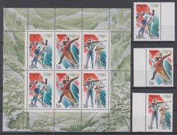 RUSSIA 1998 OLYMPIC GAMES SKIING FIGURE SKATING BIATHLON SHEETLET AND STAMPS - Hiver 1998: Nagano