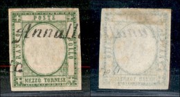 ANTICHI STATI ITALIANI - NAPOLI - 1861 - Mezzo Tornese (17d - Verde Smeraldo) Usato - Cert. AG (2.500) - Other & Unclassified