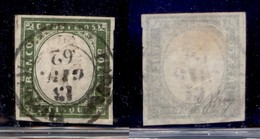 ANTICHI STATI ITALIANI - SARDEGNA - 1861 - 5 Cent (13C - Verde Oliva) Usato - G. Oliva (750) - Sonstige & Ohne Zuordnung