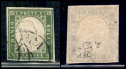 ANTICHI STATI ITALIANI - SARDEGNA - 1861 - 5 Cent Verde Oliva (13C) - Usato - Raybaudi (750) - Altri & Non Classificati