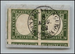 ANTICHI STATI ITALIANI - SARDEGNA - Pontelagoscuro/Ferrara 8.5.62 (P.ti 2) - Coppia Del 5 Cent (13Cc) Su Frammento - Altri & Non Classificati