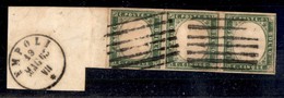 ANTICHI STATI ITALIANI - SARDEGNA - 1862 - 5 Cent (13Dc - Verde Olivastro) - Singolo E Coppia Su Frammento Da Empoli (19 - Sonstige & Ohne Zuordnung