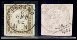 ANTICHI STATI ITALIANI - SARDEGNA - 1862 - 10 Cent Oliva Chiaro (14Db) - Usato - Sorani (550) - Sonstige & Ohne Zuordnung