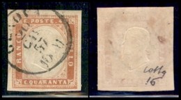 ANTICHI STATI ITALIANI - SARDEGNA - 1855 - 40 Cent Vermiglio Tenue (16) - Usato - Colla (650) - Altri & Non Classificati