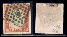 ANTICHI STATI ITALIANI - SARDEGNA - 1861 - 40 Cent (16Da) Con Parte Di Annullo D'arrivo - Colla - Andere & Zonder Classificatie