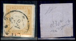 ANTICHI STATI ITALIANI - SARDEGNA - 1860 - 80 Cent Giallo Arancio Chiaro (17B) Su Frammento - Cert Avanzo (900+) - Otros & Sin Clasificación