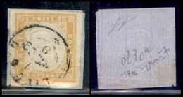 ANTICHI STATI ITALIANI - SARDEGNA - 1860 - 80 Cent Giallo Arancio Chiaro (17B) Su Frammento - Cert Avanzo (900+) - Andere & Zonder Classificatie