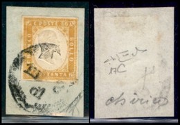 ANTICHI STATI ITALIANI - SARDEGNA - 1861 - 80 Cent Giallo Arancio (17C) Su Frammento - Raybaudi (850) - Andere & Zonder Classificatie