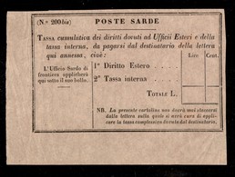 ANTICHI STATI ITALIANI - SARDEGNA - 1859 - Segnatasse - Poste Sarde (4a) - Dicitura Stretta - Sempre Senza Gomma (320) - Otros & Sin Clasificación