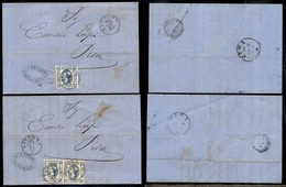 REGNO - POSTA ORDINARIA - 15 Cent Litografico (13) - Due Lettere D'archivio Da Livorno A Pisa Con Affrancature Diverse ( - Other & Unclassified