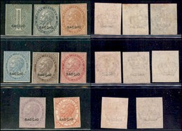 REGNO - POSTA ORDINARIA - SAGGI - 1863 - De La Rue - 8 Valori (L14+L16/L22) - Non Dentellati - Gomma Originale - Autres & Non Classés