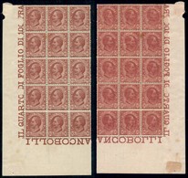 REGNO - POSTA ORDINARIA - 1906 - 10 Cent Leoni (82s) - Blocco Angolare Di 15 Con Decalco - Gomma Integra - Other & Unclassified