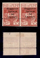 OCCUPAZIONI I GUERRA MONDIALE - FIUME - 1920 - 10 Cent (134) - Coppia Con Dentellatura Orizzontale Spostata In Alto (var - Otros & Sin Clasificación