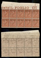 COLONIE - ERITREA - 1893 - 2 Cent Torino (2) - Blocco Di 10 Bordo Foglio Con Numero Di Tavola - Gomma Integra - Other & Unclassified