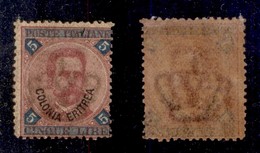 COLONIE - ERITREA - 1893 - 5 Lire (11) - Gomma Integra (1.250) - Sonstige & Ohne Zuordnung