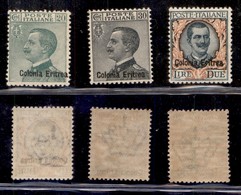 COLONIE - ERITREA - 1925 - Soprastampati (93/95) - Serie Completa - Gomma Integra (500) - Other & Unclassified