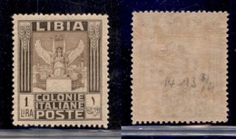 COLONIE - LIBIA - 1921 - 1 Lira (30) Gomma Integra (400) - Sonstige & Ohne Zuordnung