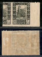 COLONIE - LIBIA - 1924 - 50 Cent Pittorica (51sa - Varietà) Bordo Foglio - Non Dentellato In Verticale Con Parte Di Altr - Andere & Zonder Classificatie