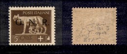 RSI - G.N.R. BRESCIA - 1943 - Soprastampa Spaziata - 5 Cent (470/A) - Gomma Originale - Fiecchi + Raybaudi + Cert. AG (2 - Altri & Non Classificati