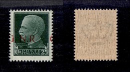 RSI - G.N.R. BRESCIA - 1943 - 25 Cent (474/Ifcl - R Accostata) Con Soprastampa Spostata E G A Cavallo - Gomma Integra -  - Other & Unclassified