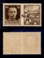 RSI - G.N.R. BRESCIA - 1943 - 30 Cent Marina (17/I Varietà) Con Doppia Soprastampa (una A Secco) - Gomma Integra - Non C - Sonstige & Ohne Zuordnung