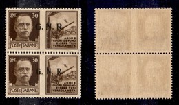 RSI - G.N.R. BRESCIA - 1943 - 30 Cent Esercito (18/Id Varietà Ec + 18/IId) - Coppia Di Tipi Diversi Con Soprastampe A De - Altri & Non Classificati