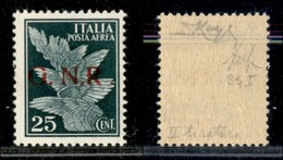 RSI - G.N.R. BRESCIA - 1943 - 25 Cent (117/If) - R Accostato A N - Gomma Integra - Cert. Wolf + Cert. Raybaudi (3.000) - Other & Unclassified