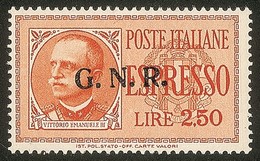 RSI - G.N.R. BRESCIA - 1943 - Espressi - 2,50 Lire (20/IId Errore F) Con Soprastampa Obliqua Più Punto Grosso Dopo R - G - Sonstige & Ohne Zuordnung