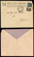 RSI - G.N.R. VERONA - 15 Cent (472) + 10 Cent Recapito (3 Regno) - Busta Da Como Per Città Del 25.6.44 - Raybaudi - Sonstige & Ohne Zuordnung