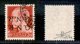 RSI - G.N.R. VERONA - 1944 - 20 Cent (473c) Usato A Verona (Titolare) - Doppia Soprastampa Capovolta - Sorani (975) - Altri & Non Classificati