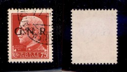 RSI - G.N.R. VERONA - 1944 - 75 Cent (478 Errore Iae) - Usato - Punto Piccolo Dopo R - Verona (Titolare) - Non Catalogat - Otros & Sin Clasificación