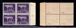 RSI - G.N.R. VERONA - 1944 - 3,70 Lire (484) In Quartina Bordo Foglio - Gomma Integra - Ottimamente Centrata - Oliva (72 - Altri & Non Classificati