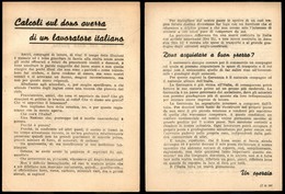 RSI - PROPAGANDA RSI - 1944 - Calcoli Sul Dopo Guerra Di Un Lavoratore - Opuscolo Di Propaganda In Quartino - Sonstige & Ohne Zuordnung