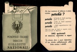 RSI - PROPAGANDA RSI - 1944 - Sigarette Nazionali - Cartoncino Fronte Retro Di Propaganda - Sonstige & Ohne Zuordnung