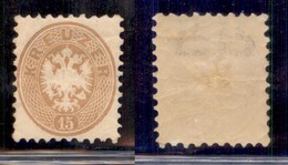 EUROPA - AUSTRIA - 1864 - 15 Kreuzer (34) - Gomma Integra (screpolata) - Parte Di Filigrana E - Altri & Non Classificati