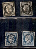 EUROPA - FRANCIA - 1849 - 20 Cent (3+3) + 25 Cent (4+4) - Quattro Valori Usati - Andere & Zonder Classificatie