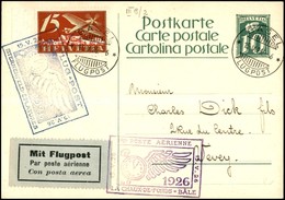 EUROPA - SVIZZERA - AEROGRAMMI - 1926 (15 Maggio) - La Chaux De Fonds Basilea + Sternenfeld Eplatures - Cartolina Postal - Sonstige & Ohne Zuordnung