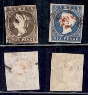 OLTREMARE - GAMBIA - 1869 - 4 Pence + 6 Pence (1/2) Serie Completa - Usata (540) - Altri & Non Classificati