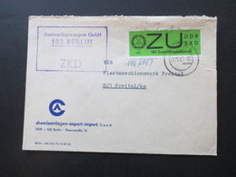 DDR 1967 ZU ZKD Für Sendungen Mit Zustellungsurkunde Michel Nr. 2 Chemieanalgen Export GmbH 102 Berlin - Sonstige & Ohne Zuordnung